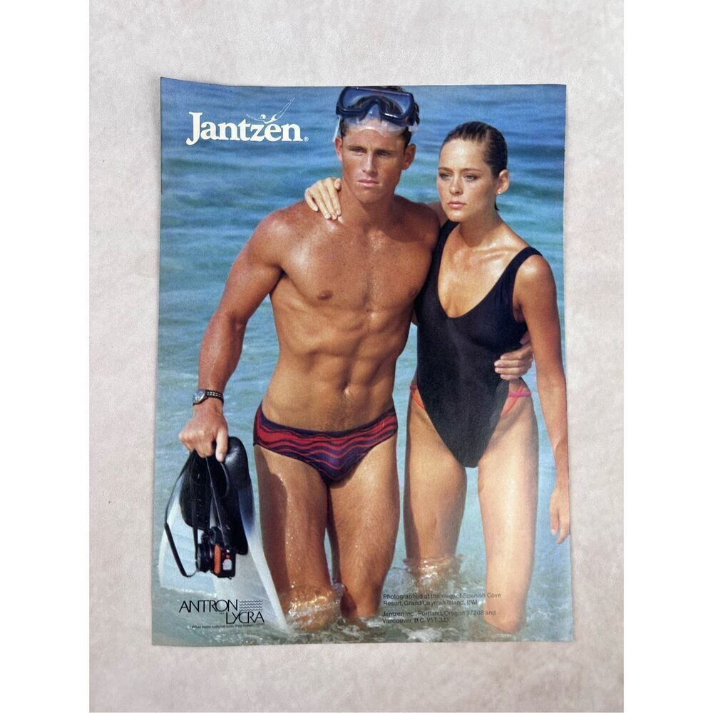 Vintage Jantzen Swimwear and Wild Turkey Double Sided Magazine Ad